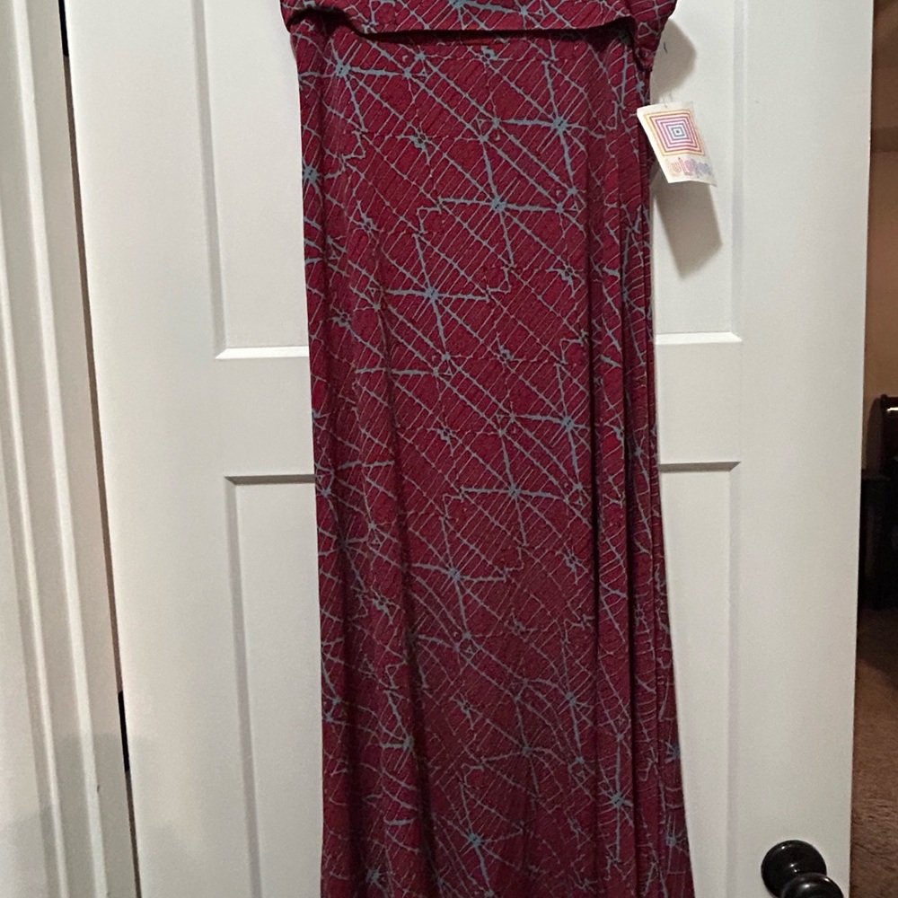 LuLaRoe Burgundy and Blue Maxi Skirt